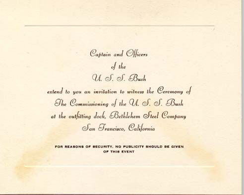 USS BUSH Commissioning Invitation