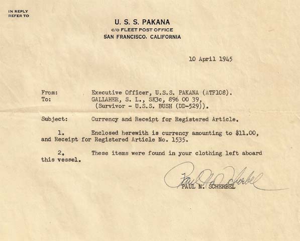 Letter Returning $11.00